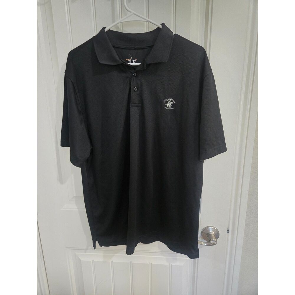 Beverly Hills Polo Club Men’s Black Short Sleeve Polo Shirt Embroidered Logo